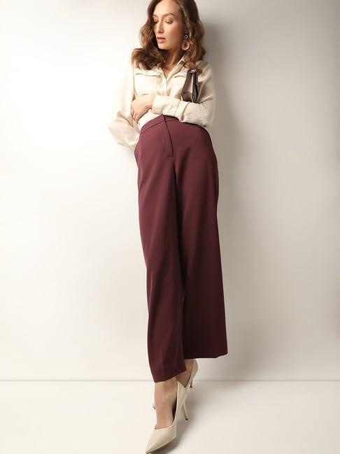 vero moda wine straight fit high rise pants