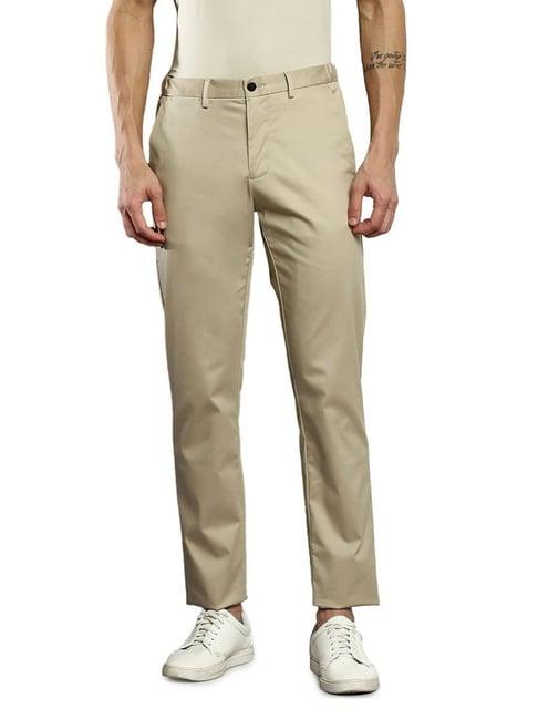 tommy hilfiger khaki cotton straight fit trousers