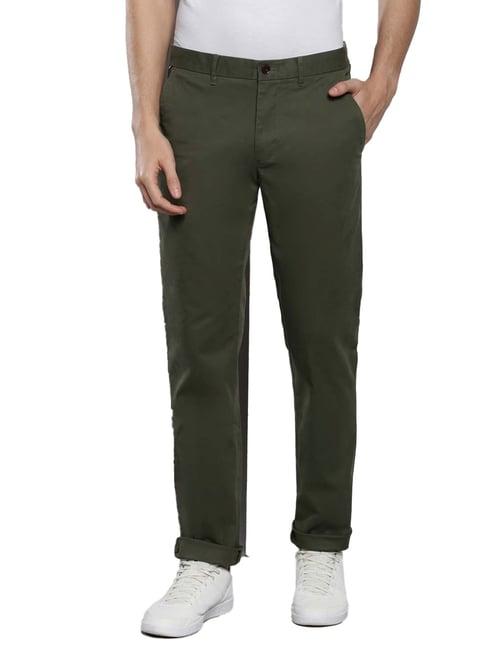 tommy hilfiger army green cotton straight fit chinos