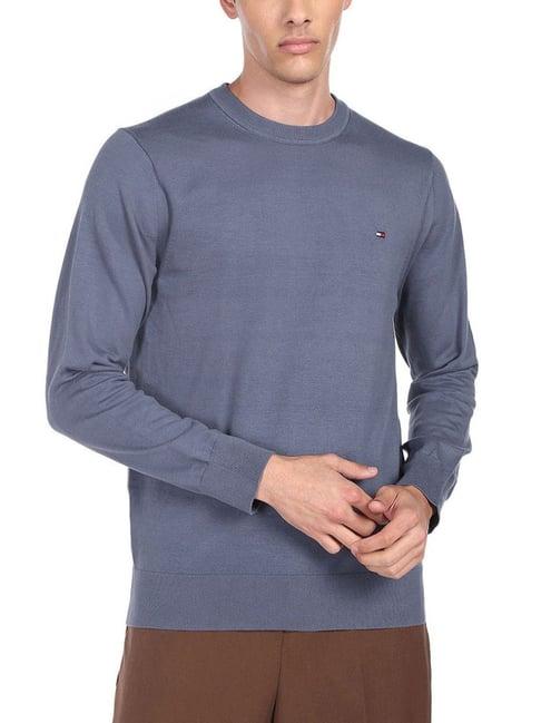 tommy hilfiger faded indigo cotton regular fit sweaters