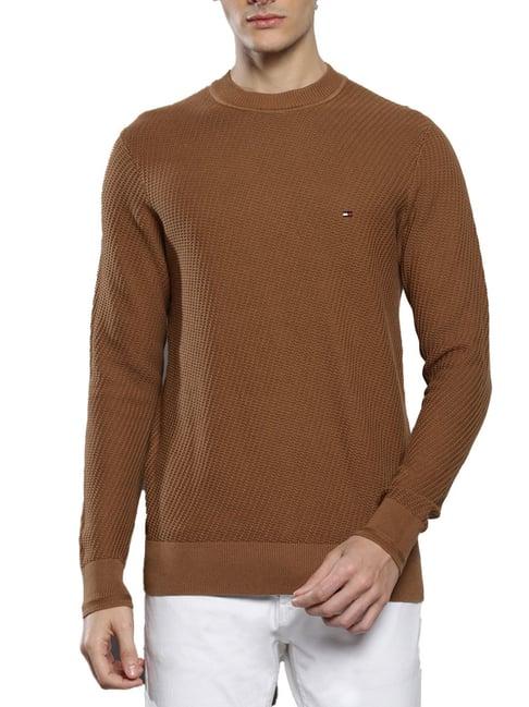 tommy hilfiger desert khaki cotton regular fit sweaters