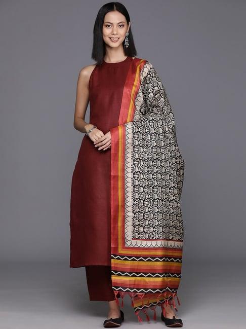 varanga maroon kurta with pant & dupatta