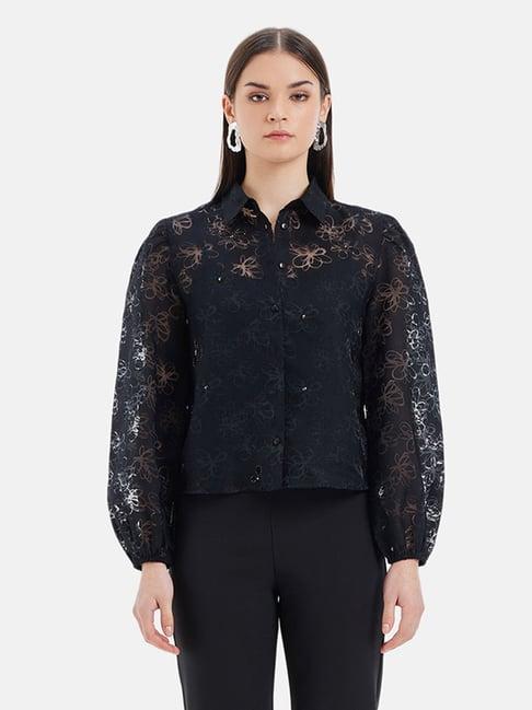 kazo black textured shirt