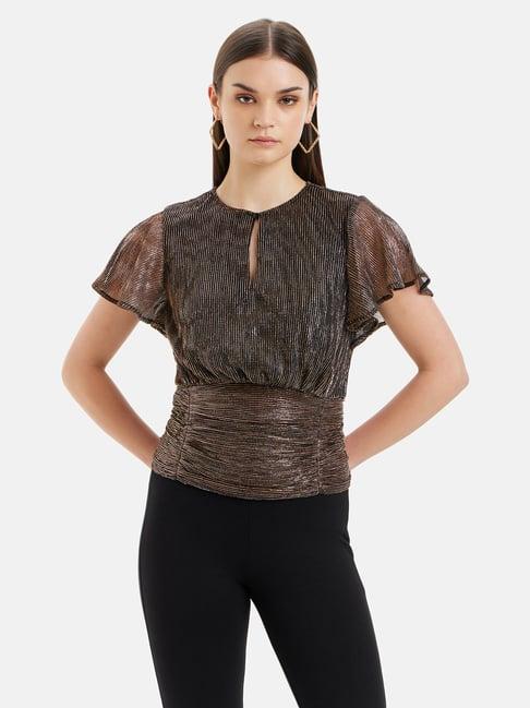 kazo gold & black textured top