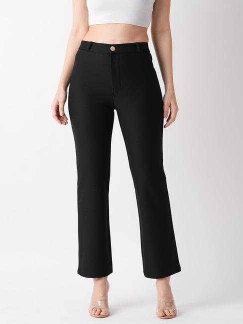 globus black blended regular fit trousers