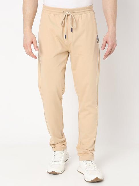 underjeans by spykar beige regular fit cotton lounge pants