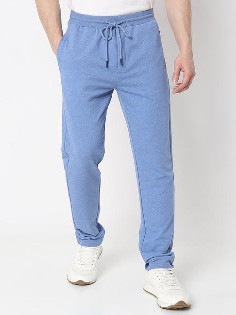 underjeans by spykar blue melange regular fit lounge pants