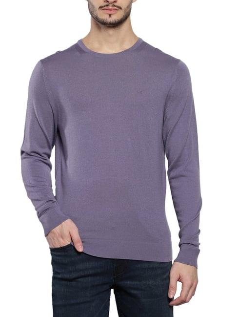 calvin klein purple regular fit sweaters