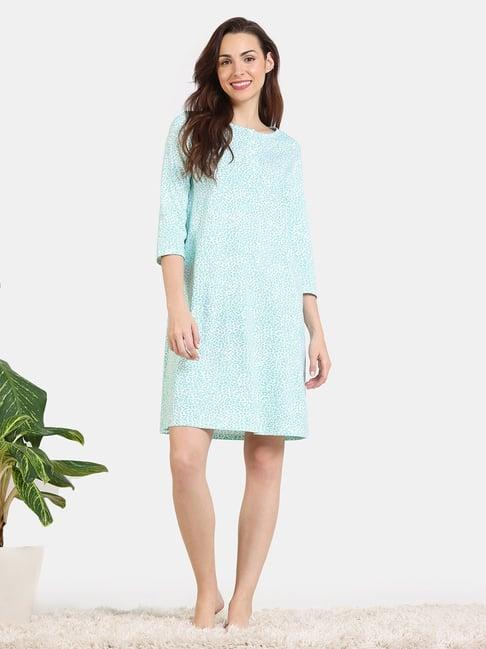 zivame green printed night dress