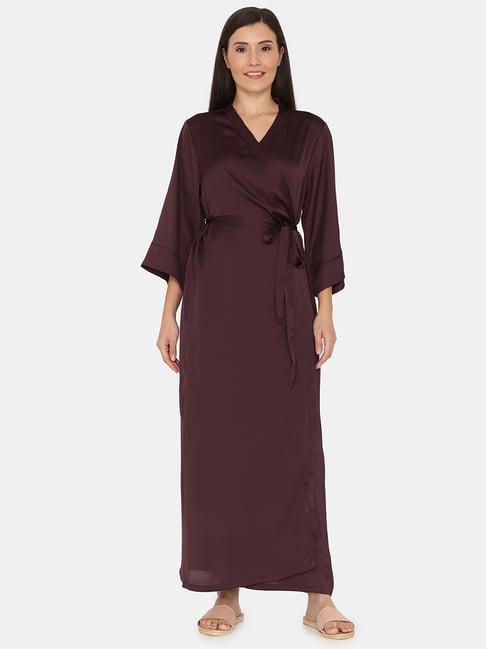 zivame wine night dress with robes