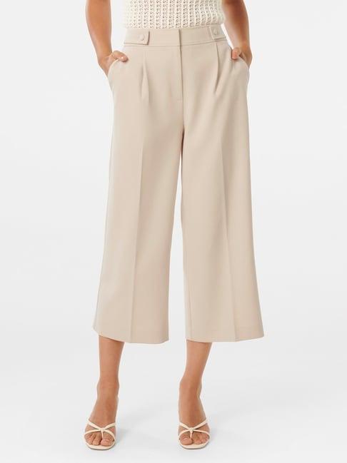 forever new beige regular fit high rise culottes