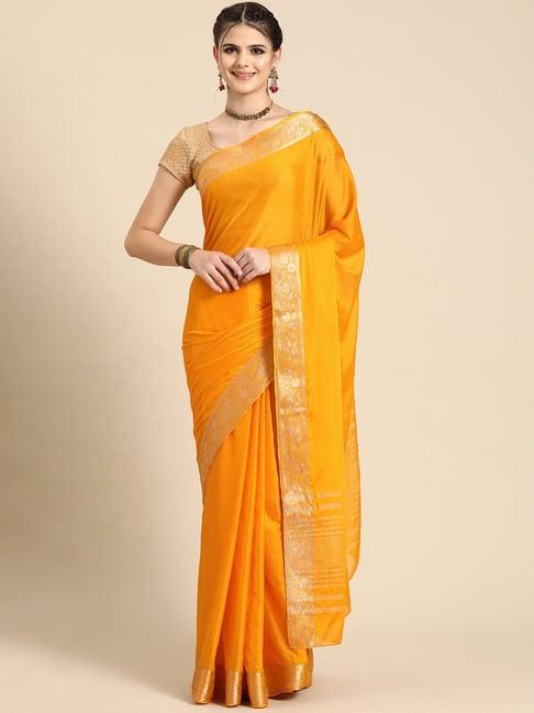 silk land yellow woven saree with blouse