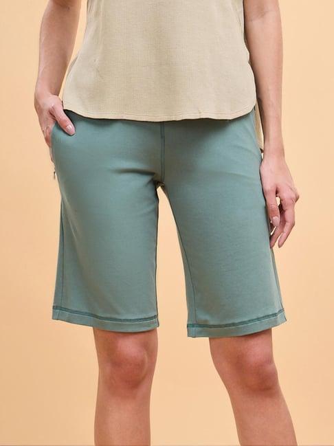 enamor forest green cotton lounge shorts