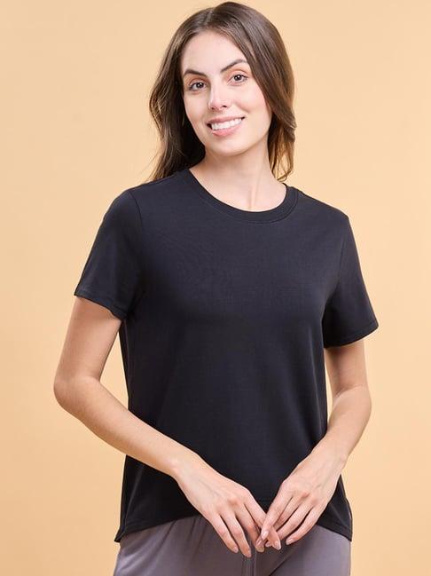 enamor jet black cotton lounge t-shirt