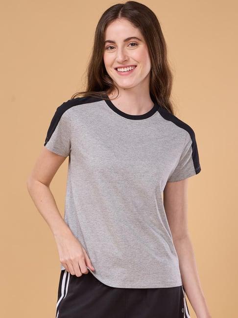 enamor grey & black round neck lounge t-shirt