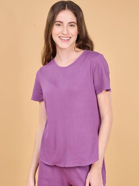 enamor purple cotton lounge t-shirt