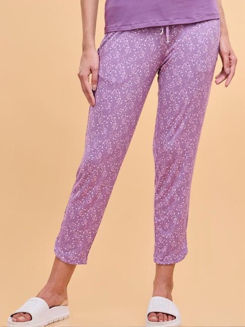 enamor chinese purple floral print lounge track pants