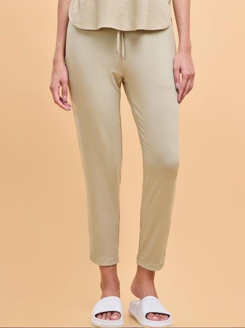 enamor sand beige plain lounge track pants