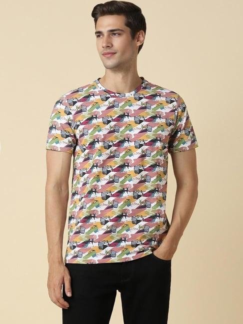 allen solly multicolored cotton skinny fit printed t-shirts