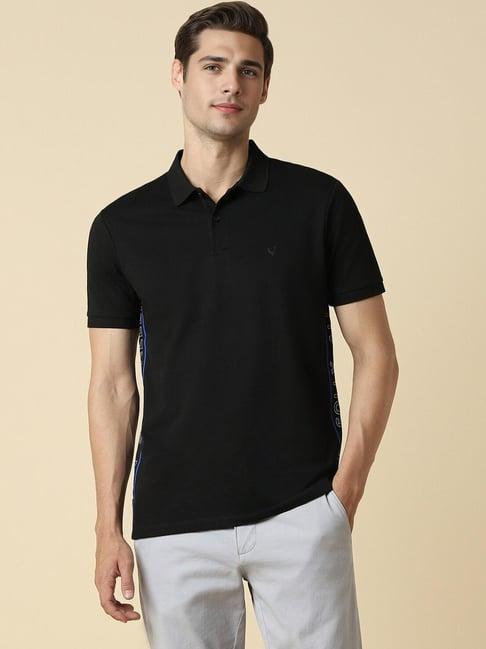 allen solly black cotton skinny fit polo t-shirts