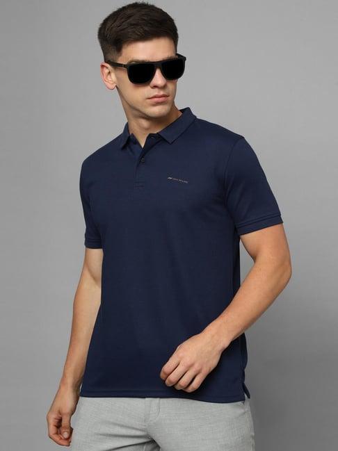 louis philippe navy cotton skinny fit polo t-shirts