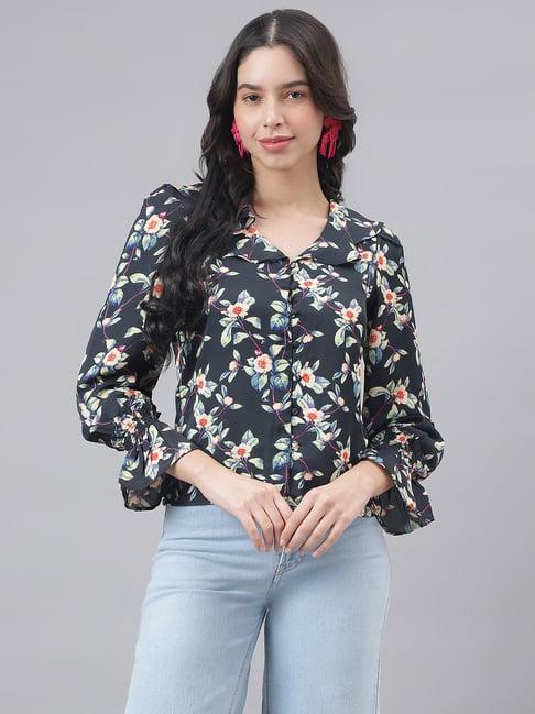 latin quarters black floral print top