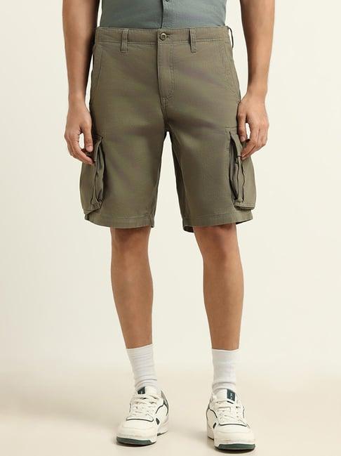 wes casuals by westside green relaxed fit cargo shorts