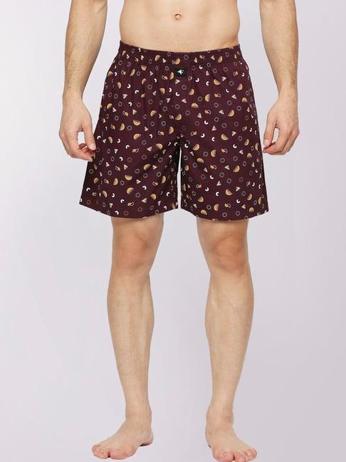 frenchie brown cotton relaxed fit printed boxers