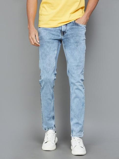 forca by lifestyle light blue slim tapered fit jeans