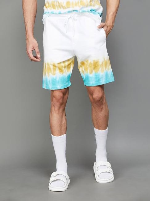 fame forever by lifestyle white cotton regular fit printed shorts