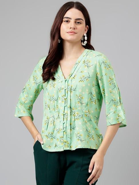 latin quarters mint green floral print shirt