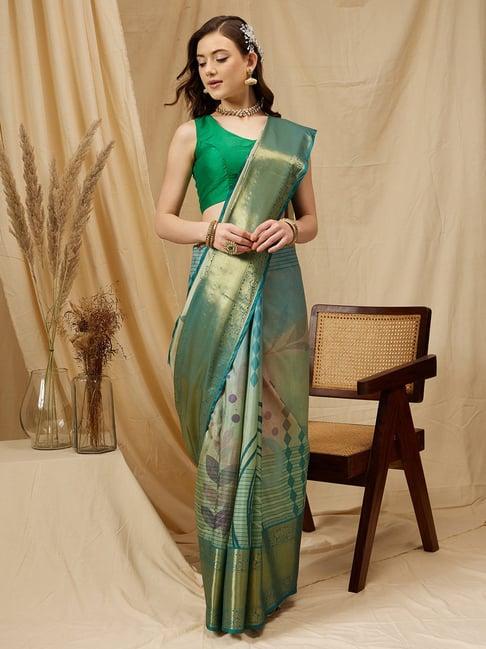 silk land multicolor printed saree with blouse