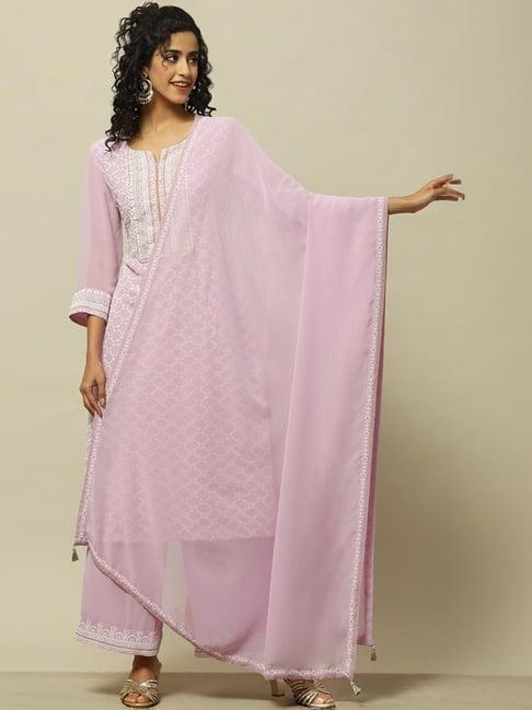 rangriti lilac embroidered dupatta