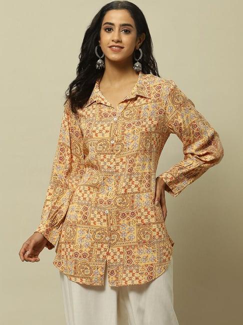 rangriti yellow printed tunic