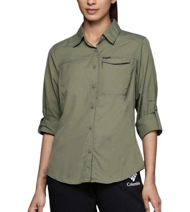 columbia stone green regular fit shirt