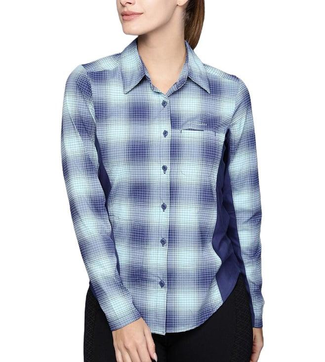 columbia dark sapphire soft ombre checks regular fit shirt