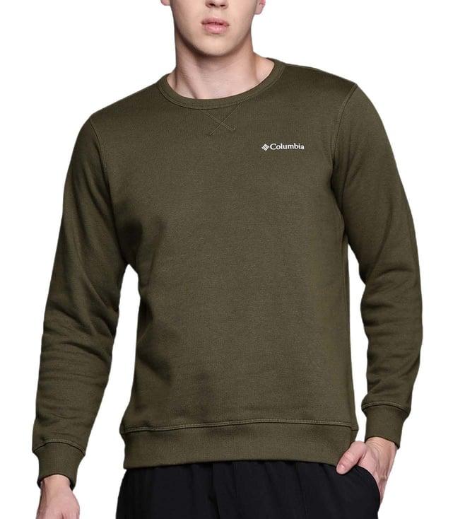 columbia men's green logo fleece crew sweatshirt