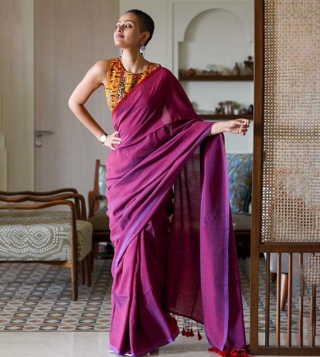 suta purple woven saree