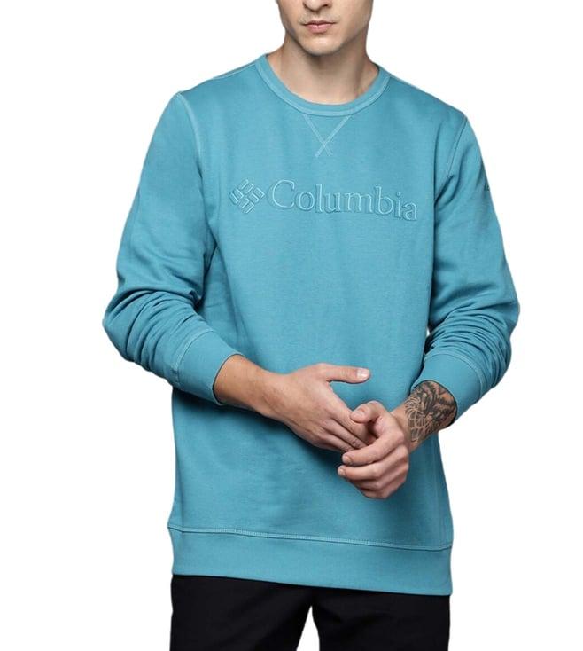 columbia mens blue m columbia logo crew fleece top