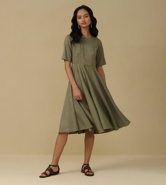 aarke ritu kumar sage green solid short dress