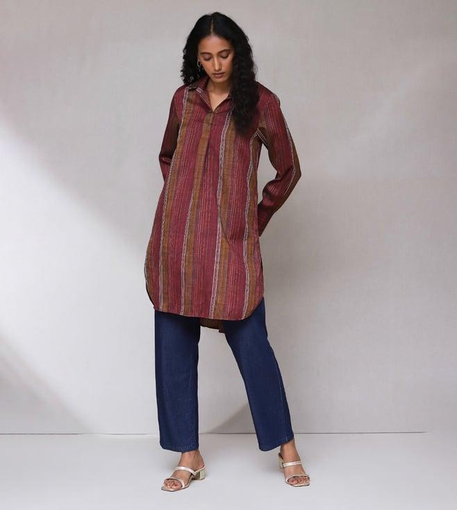 aarke ritu kumar maroon yarn dyed kurta