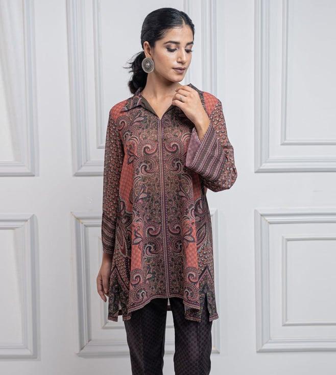 inching india rust rangmanch printed top