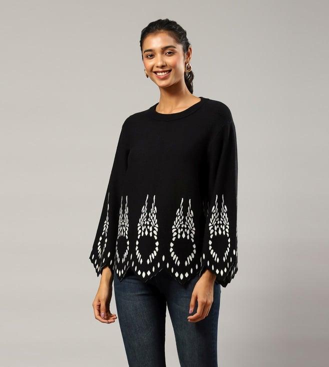 label ritu kumar black printed sweater