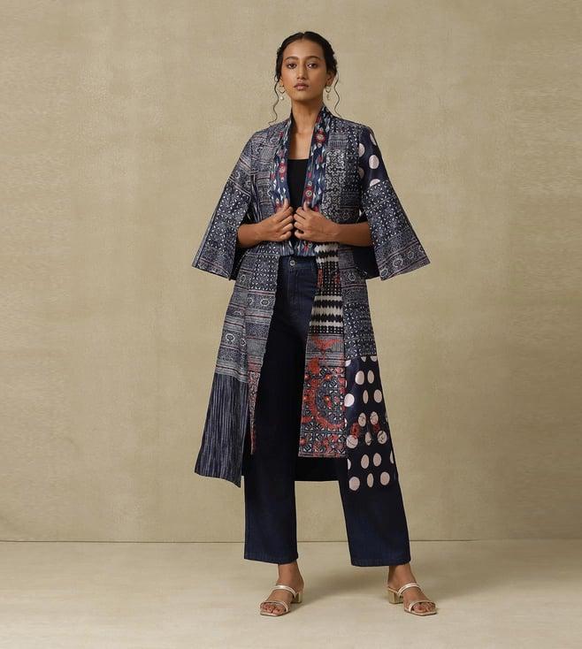 aarke ritu kumar indigo printed jacket