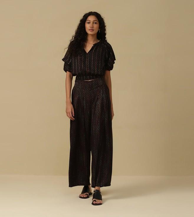 aarke ritu kumar black yarn dyed top with palazzo co-ord set