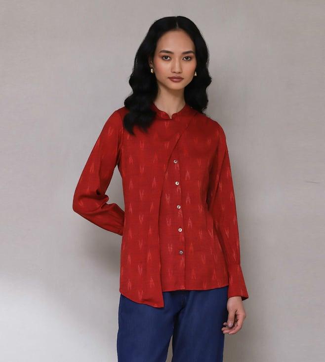 aarke ritu kumar red yarn dyed shirt