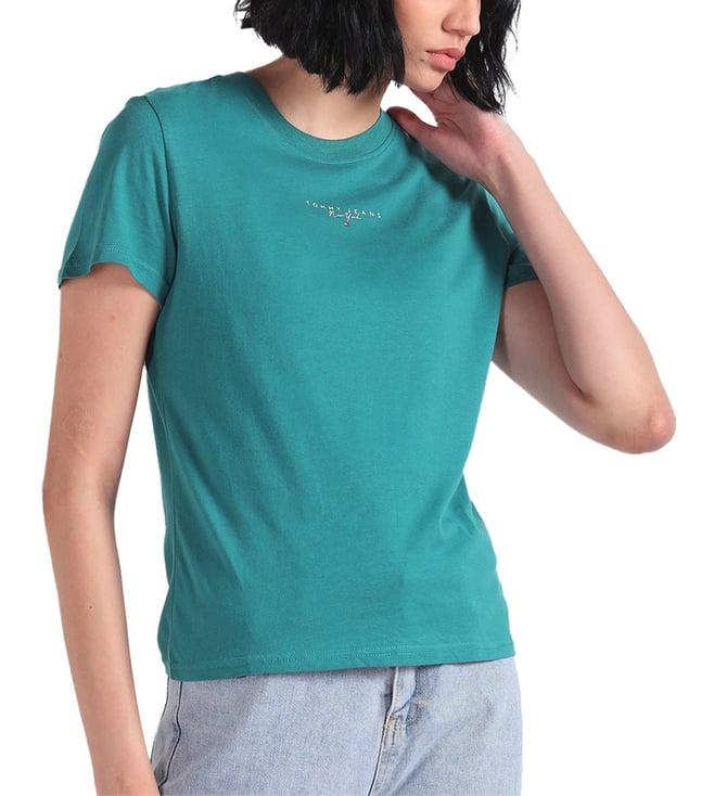 tommy hilfiger timeless teal logo regular fit t-shirt