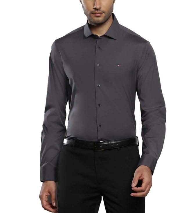 tommy hilfiger dark ash slim fit shirt