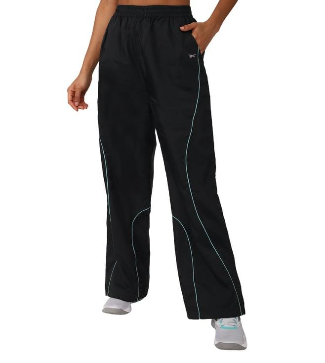 reebok black regular fit trackpants