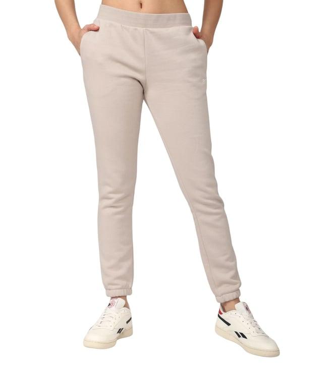 reebok beige regular fit trackpants